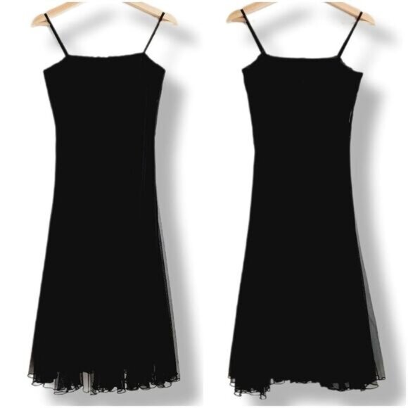 FRANK LYMAN Fit & Flare Midi Dress Black Mesh & Ribbon Sz 4 - Picture 2 of 16